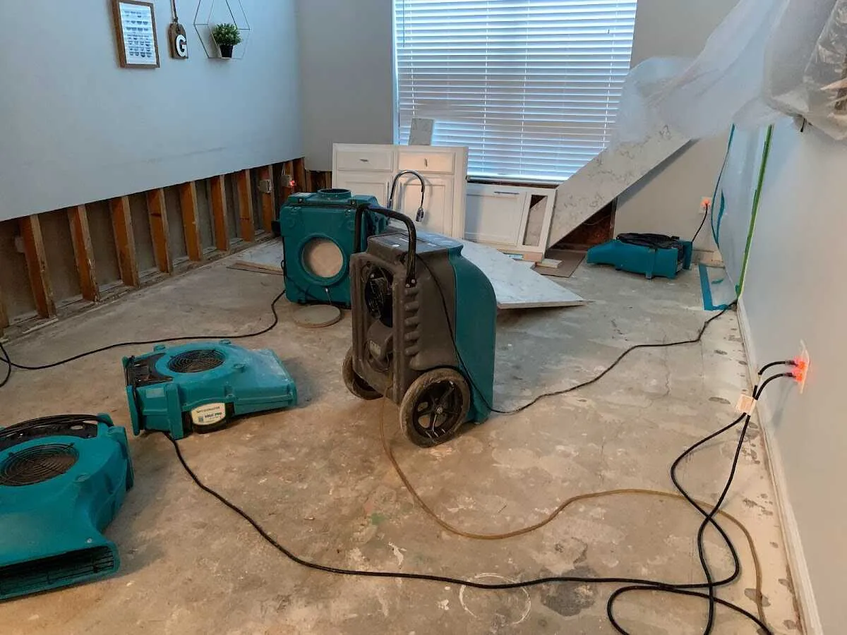 Dehumidifier in flood-cut room for Water Damage Restoration in Hanahan